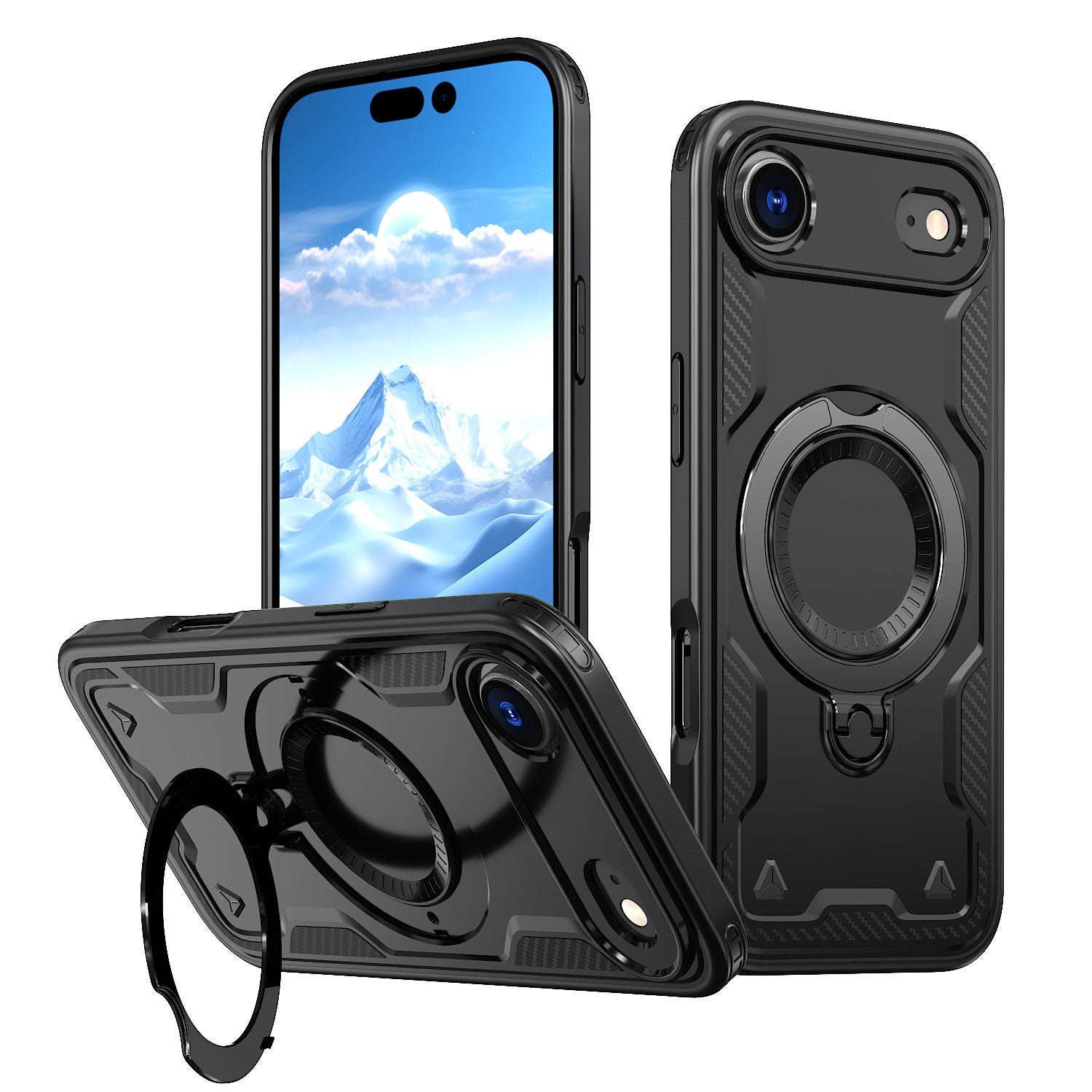 Reiko 360-degree Rotating Magnetic Versatile Stand Black Compatible with iPhone 17 AIR, SKU: PC73-IPH17AIRBK